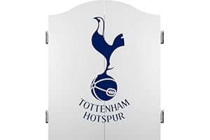 DARTS CORNER Officially Licensed Tottenham Hotspur Dart Board | Tottenham FC Spurs | Darts and Dart Board Cabinet. Multiple Designs Available. (White - Navy Blue Crest)