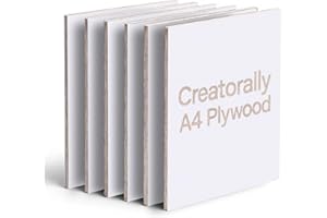 Creatorally Coloré Contreplaqué 3mm, Contre Plaque de Tilleul Couleur 29.7x21 cm 6 Pièces pour Gravure et Découpe Laser, A4 Plaque de Bois pour Bricolage Pyrogravure (Blanc)