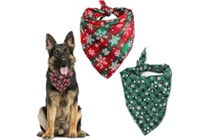 CLYHON Weihnachten Hund Halstuch, Haustier Bandana Schal Dreieck Lätzchen Rot Grün Kopftücher für Weihnachts Haustier Kostüm Zubehör, Hundehalstuch Bandanas für Kleine Mittelgroße Welpen Katzen, 2 Stück