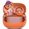 DUSONLAP Wireless Earbuds, Bluetooth 5.4 Headphones In Ear Noise Cancelling Earphones, 47H Playtime Mini Sleep Earbuds with LED Display, Touch Control, IPX7 Waterproof Ear Buds, USB-C, Orange