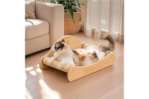 Avont Cama para Gatos Rascadora 2 En 1 De Sisal Natural, Tumbona De Madera Maciza Resistente, Sofá Rascador Sin Ensuciar para Gatos De Interior, Protector De Muebles, Tamaño Grande 58 Cm