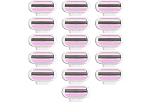 FEGAT Smooth zestaw 16 ostrzy do golenia dla kobiet, z nawilżającymi poduszkami ochronnymi, żyletkami dla kobiet, do wrażliwej skóry i okolic intymnych (różowe)