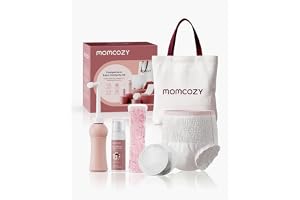 Momcozy veckosäng set med intim dusch, engångsslips och kylkuddar | Med amningsinlägg, kylande vårdskum, kylkuddefodral och tygväska för vård efter födseln.