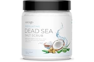 Dead Sea Salt Exfoliating Body Scrub, 100% NATURAL Body Scrub Exfoliator for Deep Cleansing, Body Exfoliating Scrub with Organic Oils to Nourish Skin, Dead Skin Remover - Face Scrubs by Amelgo