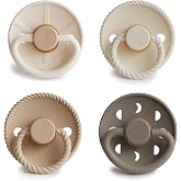 FRIGG Latex Pacifier Multipack | Pack of 4 Pacifiers | Natural Rubber Nipple | Made in Denmark | Symmetrical Teat in Cherry S