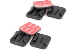 iSHOXS Clip de Fixation adhésive Plate | Compatible à Toutes Les caméras d'action avec raccord fileté 1/4’’ et perçage pour Video | Jeu de 3 Plates Droits et 3 incurvées | 2K vis bimatière