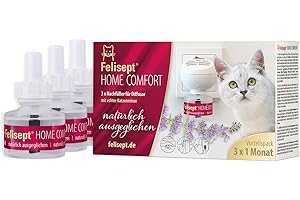 Felisept Home Comfort Ricarica 3x45 ml - Con erba gatta naturale senza feromoni gatto - Riduce Il Comportamento Indesiderato, Lo Stress E L'Irrequietezza In Casa - Tranquillanti gatto