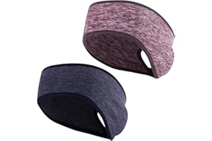 NATUCE Cinta Pelo Deporte 2 Piezas Diadema Deportiva para Hombres Mujeres Cinta Elastica Deporte Orejeras Térmico Invierno Pañuelo Cabeza para Fitness Running Yoga Ciclismo
