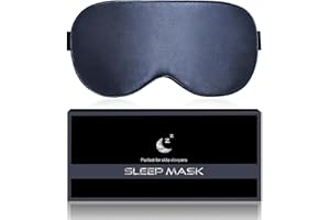 Aosun Schlafmaske Seide für Seitenschläfer, 100% Bio Maulbeerseide,100% Lichtblockierende Schlafbrille mit Verstellbarem Band & Beutel für Frauen & Herren, Augenmaske für Reise, Mitternachtsblau