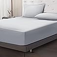 Moonlight Bedding Fitted Sheet 40 Cm Extra Deep Pocket Bed Sheets 16 inch Ultra Soft Bottom Sheet Brushed Microfiber Breathable Shrinkage and Fade Resistant (Silver, Double)