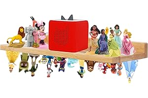 FURAOMEILI for Tonies Shelf Magnetic,for Toniebox Figures Storage Display Shelf (for 36 Character),Wall Floating Shelves for Audio Toy Figurine,Compatible Charging Station for Kid's Room,Oak