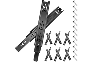 Sulawskys 6 paires glissières de tiroir 40 cm (12 pièces),glissiere pour tiroir, montage latéral,extension complète,coulisse tiroir avec roulements à billes, capacité de 45 kg, noir