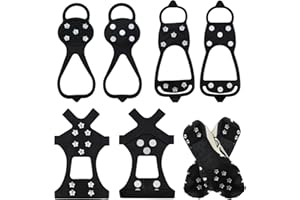 GENERIC IETWATE 3 Pairs Crampons for Hiking Boots, Anti-Slip Winter Ice Grips for Size 6.5-10 Shoes, Rubber Snow Grips with Steel Studs, Traction for Ice & Snow, Fishing & Climbing