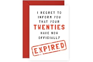 Zabawna kartka urodzinowa dla niego – "Your Twenties have Expired" – wiek 30 lat – zabawna kartka z życzeniami dla mężczyzn i kobiet – kartka na 30. urodziny dla syna lub córki – prezent dla najlepszego przyjaciela – z naklejkami – Central 23
