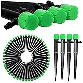 VooGenzek 50 Pieces Irrigation Dripper, 360-Degree 8-Hole Adjustable Irrigation Sprinkler, Drip Irrigation Heads with Barbed