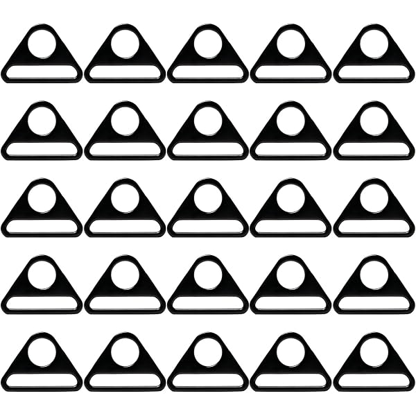 Lot De 16 Anneaux En D Triangulaires Noirs - Acier Allié - 2,5 Cm - Pour Sangles Sac, Appareil Photo, Porte-clés, Bricolage - 8