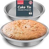 2pk 8 Inch Cake Tin | Durable Stainless Steel Round Cake Tins for Baking 8 Inch Round | 20cm Cake Tins for Home and Commercia
