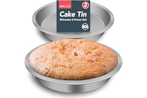 SOL 2pk 8 Inch Cake Tin Dishwasher and Freezer Safe 3.5cm Deep Stainless Steel Round Mould for Baking at Home and Commercial Kitchens Versatile Pan for Desserts Pastries Treats and Everyday Cooking