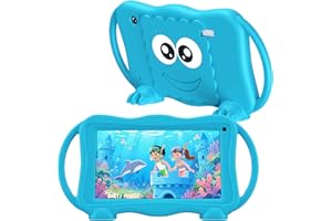 TUNUYEXST Kids Tablet 7 Inch Tablets for Kids 3-12, 32GB Toddler Tablet with Dual Camera, Parental Control, Solid Case, WiFi, GMS, Android Learning Software Installed (Blue)