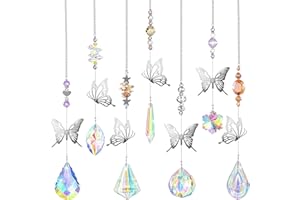 GKZB Colgantes De Cristal Prisma Colgante Cristal Arcoíris Decoración 7 Piezas Colgante De Mariposa Diseño De Arcoíris para Colgar En Casa, Oficina, Jardín
