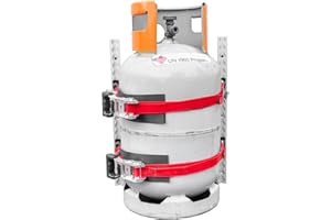 ‎LASIPROFI LASIPROFI - Gasflaschenhalterung Universal | Set mit zwei Airlineschienen für Wand oder Boden, zwei Zurrgurten mit Druckratsche und Schutzunterlage | Airlineschienen: 0,5m; Gurtband: 25mm-1,0m