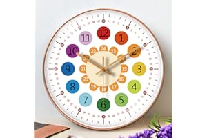 GBKDQQ reloj de pared infantil sin ruido de tictac, reloj de aprendizaje para habitaciones infantiles, para niñas y niños, cocina y salón