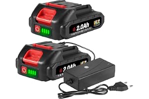 ONEVAN 2 x 2,0 Ah Li-jon 20 V-batteri med laddare, verktygsbatteri med LED-indikator, reservbatteri för alla ONEVAN-verktyg