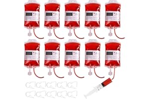 RCYHCY 31 Stück Halloween Trinkgefäß Blutbeutel, Blutbeutel für Getränke, Wiederverwendbare Blutbeutel mit Spritze, Blutgruppenetiketten und Clips für Partygetränke, für Halloween Zombie Vampire Cosplay