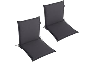 ‎LILENO HOME LILENO HOME Gartenstuhl Auflagen als [2er Set - Niedriglehner] in Anthrazit Y - Bequeme Liegen als Sitzauflagen für Gartenmöbel - Stuhlkissen für Gartenstühle und Klappstühle Malt