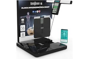 Bilancia Impedenziometrica Professionale Smart Wi-Fi Pesapersone Digitale 56 Misurazioni in Vetro Temperato 32x35cm Portata 220Kg GeniaScreen con Display LCD - per Massa Muscolare Grasso BMI Bluetooth