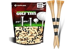 SAPLIZE Tees de Golf de bambú 150 Piezas, Cuatro Opciones de tamaño (38 mm / 54 mm / 70 mm / 83 mm) - Tees de Golf biodegradables, más duraderos y estables