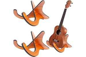 LEDOO Supporto per ukulele in legno 2 Pezzi Supporto Chitarra da Terra in Legno, Supporto Ukulele Pieghevole, Supporto Universale per Ukulele,Chitarra, violino con Design Staccabile
