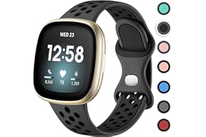 Upeak Sportowa bransoletka kompatybilna z Fitbit Versa 3 / Versa 4 / Fitbit Sense / Sense 2, oddychająca, silikonowa, podwójna klamra zatrzaskowa, dla kobiet i mężczyzn