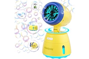 Kid Odyssey Automatische Seifenblasenmaschine, Bubble Machine 40°/270°drehbar, 1000ML wiederaufladbare Blasenmaschine mit 20000+ Blasen, Bubble Maker für Outdoor/Hochzeit, Gelb&Blau