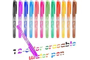 Qooloo 12 Farben Radierbarer Kugelschreiber, Radierbarer Gelschreiber Set, Tintenroller Radierbar, Bunt Gelschreiber, Kugelschreiber mit Radiergummi für Malbücher, Zeichnen, Skizzieren, Büro (0.7mm)