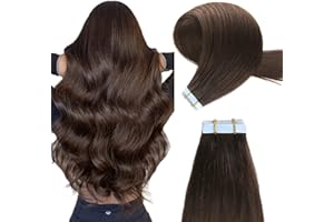 YILITE Extension Capelli Veri Biadesivo 20 PCS/40G Silky Straight Pelle Weft Nastro Extension Biadesive Capelli Veri Tape in Hair Extensions (35cm #2 Marrone Scuro)
