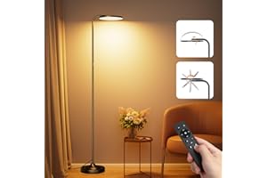SIBRILLE 36W Lampadaire Sur Pied Salon, Super Lumineux, Moderne Lampadaire LED Dimmable avec Télécommande, 3000K-6000K Lampe sur pied Lampe de Lecture Rotative pour Salon, Chambre, Bureau