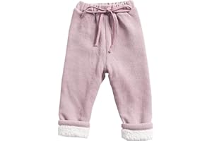 Alunsito Little Baby Girl Boy Inverno Caldo Pantaloni da Jogging a Vita Alta Pantaloni da Bambino in Cotone con Coulisse Pantaloni di Velluto a Coste Foderati in Pile