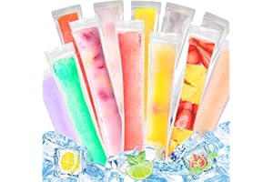 AOOTUERL Moule Sacs Popsicle, 200 Pièces Sacs Popsicle(22 * 5.5cm), Sacs de Sucettes Glacées, yaourt DIY Fruit/BPA Free, pour Crème Glacée/Bonbons/Yaourts/Smoothies/Bonbons Glacés Party