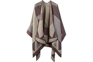 OOPOR Poncho Tejer Invierno de Mujer - Chal Lana Tela Escocesa Grande Bata Cardigan Acogedor Fular Crochet Capa Suave para Ropa Boda Jersey Mantón Casa Navidad Festival Disfraz ​Otoño Regalo 9 Color