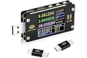 diymore USB Tester Messgerät USB Strommessgerät 1.77inch LCD 2-in-1 Digital Multimeter, Spannung Voltmeter, Leistungskapazität, Innenwiderstand des Drahtes, Power Meter mit Typ-C Adapter