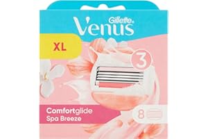 Gillette Venus Comfortglide Spa Breeze, 8 Replacement Blades (3 Blades) for Women Shaver for Long Lasting Deep Fluid Shaving, White Tea Fragrance