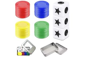Bettinay 43PCS Left Right Centre Dice Game, Fun Dice Games Set, 3 Dice and 40 Chips Left Right Centre Wild Dice Game