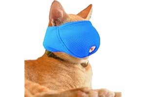 OHCOZZY Museruola Gatto con Rete Traspirante, Maschera per La Bocca del Gatto per Prevenire I Morsi e La Masticazione(XS, Blu)
