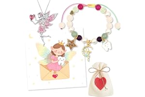 Henjunu Zahnfee Geschenke Mädchen Armband Zahnfee Karte Elfen-Halskette für Mädchen Perlenarmband Milchzahn Überraschung Geschenke Bunt Armbänder zum Einschlung Mutmacher Geburtstag Taufe Weihnachten