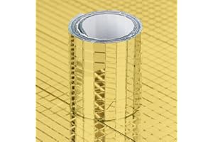 DURDIIY 1600 Pieces Mosaic Tiles Self Adhesive Mini Square Glass Tiles Mirror Tiles Sticky Mirror Tiles Mirrors Mosaic Tiles Sticker for Disco Ball, DIY Craft Decoration, 5mm by 5mm (Gold)