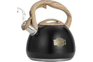 POLIVIAR 7379 POLIVIAR Stove Top Kettle- Stainless Steel Stovetop Kettle- 2.7 L Audible Whistle Kettle- Tea Kettle Anti Rust and Anti Hot Handle- Suitable for All Heat Sources (Black)