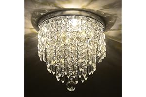 Depuley Kryształowy żyrandol nowoczesny do salonu: lampa sufitowa, kryształy o eleganckim wzornictwie, do sypialni, korytarza, kuchni, srebrna, kryształowa lampa sufitowa - głowica G9