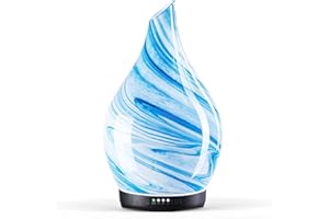 ‎PORSEME Porseme Aroma Diffuser 280ml,Handgeblasen Glas Luftbefeuchter, Ultraschall Aromatherapie Öle Diffusor mit 7 farbigem LED Licht, Diffuser für Ätherische Öle mit Timer BPA Frei für Wohnung (Blue Ink)
