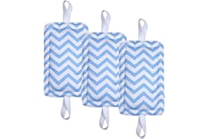 ICOBUTY Door Silencer & Jammer Cushion - 3 Pack Noise Reducing Door Latch Cover for Babies & Toddlers - 3.25 x 5.5 Inch (Light Blue Chevron)